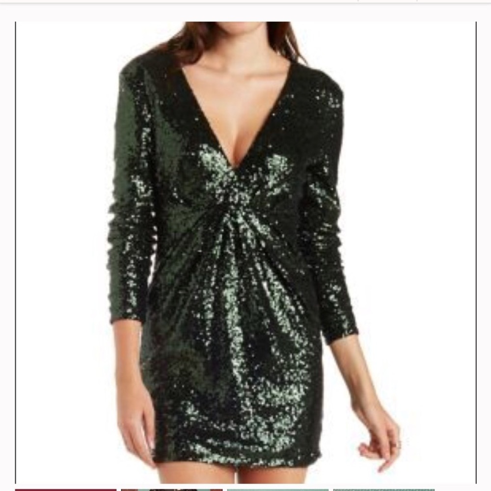 Dark Green Sequin Dress - Picture 4 of 4